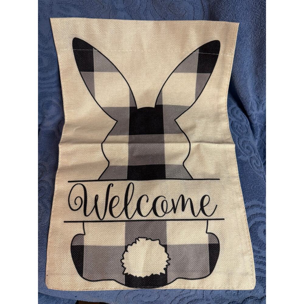 Welcome Easter Bunny Spring Yard Flag Decoration Double Sided 12.5 x 17.5 inches